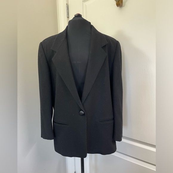 Savannah Petites Women's Black Wool Blazer Size 12 Formal One-Button - Picture 1 of 10